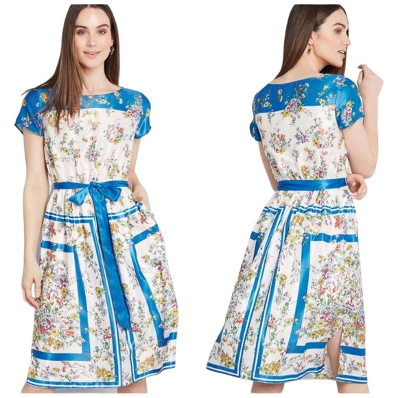 Modcloth Dresses & Skirts - ModCloth Women's Sunlit Reverie Blue Short Sleeve Floral Dress Size Large